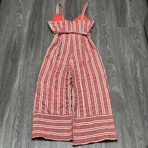Anthropologie ett:twa Jumpsuit Womens Small Red Orange Robin Striped‎ Crop Wide